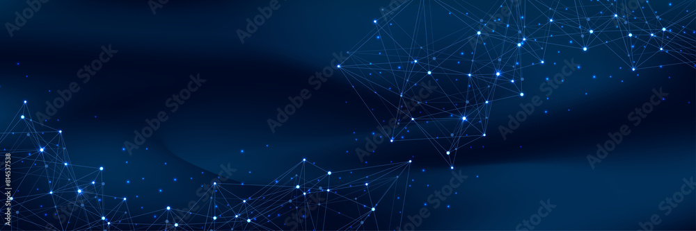 Leinwandbilder Technology abstract lines and dots connection background. Connection digital data and big data concept. Digital data visualization illustration