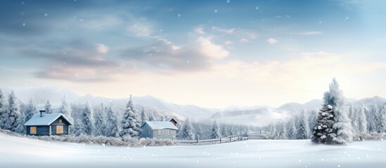 Fototapeta premium Snow covered Christmas scene with copy space image