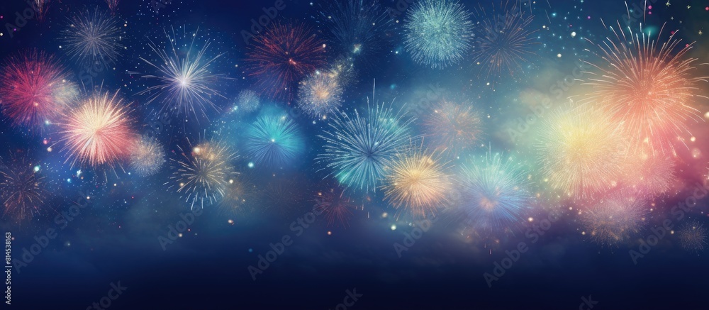 Poster New Year s holiday background with abstract fireworks and available copy space