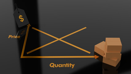 Supply and demand curves. Showing Inverse relationship between price and quantity. Explaining pricing strategy, elasticity concepts or economic models in business.