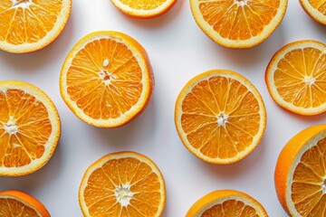 Fototapeta premium Group of Halved Oranges on White Surface
