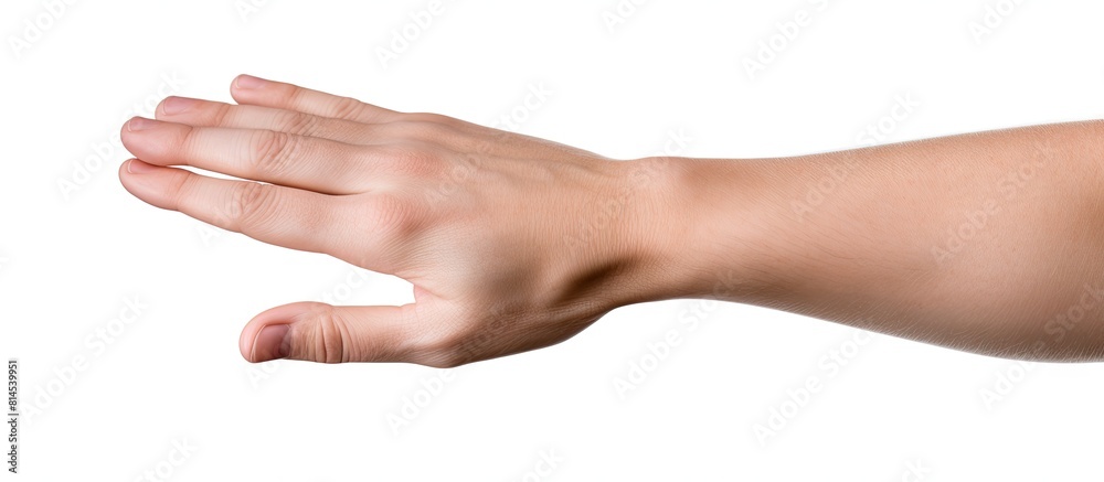 Poster A man s hand holding isolated on a white background with a clipping path for easy use as a copy space image