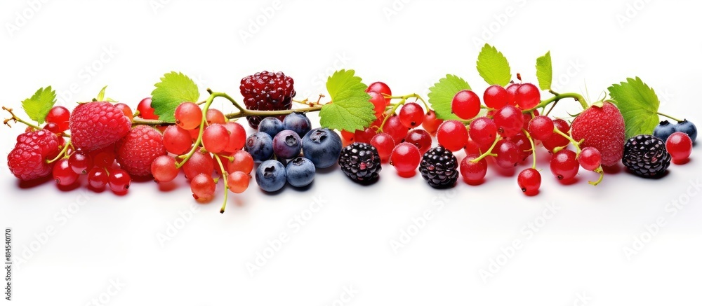 Poster assortment of assorted berries including gooseberries blueberries mulberries raspberries and white a