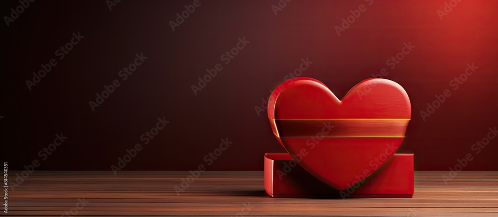 Poster A heart shaped gift box that symbolizes love with empty space available for adding any desired image. with copy space image. Place for adding text or design