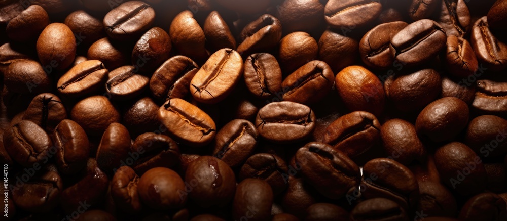 Poster Coffee beans that have been roasted. with copy space image. Place for adding text or design