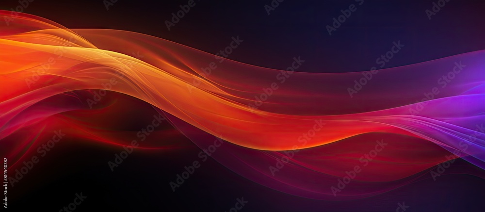 Poster A dark grainy texture adds depth to the abstract color gradient in the glowing purple red yellow orange and black design creating a perfect copy space image for a banner poster or cover