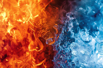 Abstract image of fire and ice meeting in violent beauty 