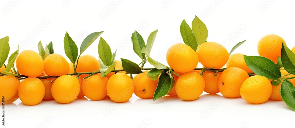Aufkleber Ripe kumquats on a white background with plenty of copy space for adding text or other images