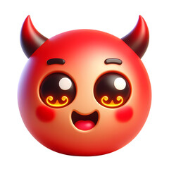 Fototapeta premium 3d happy devil emoji icon. Realistic 3d high quality isolated render 