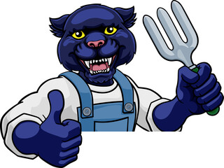 Panther Gardener Gardening Animal Mascot