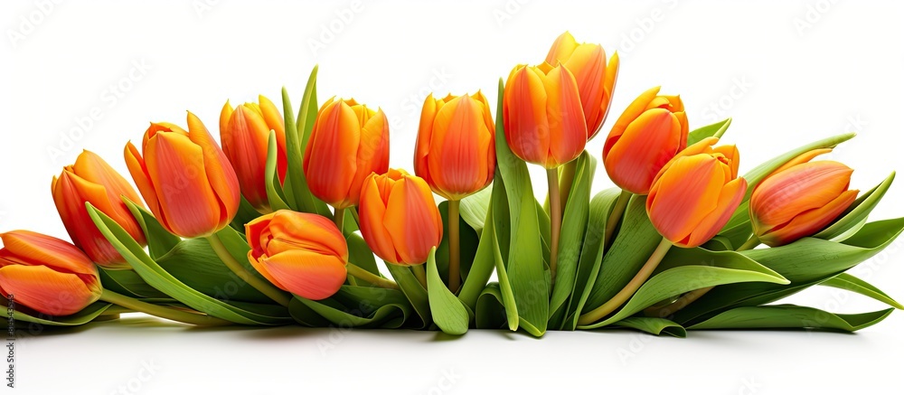 Poster a copy space image featuring tulips isolated on a white background