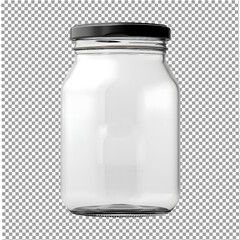 Realistic ,Empty glass jar isolated on a transparent background.