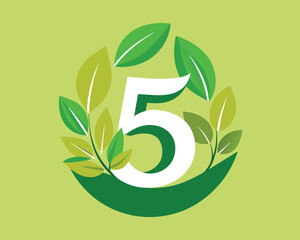 Leaf Number 5 vector illustration