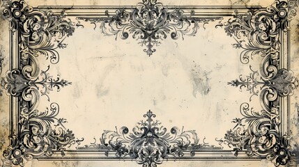 Fototapeta premium An ornate Victorian-style page with a central blank space surrounded by elegant patterns.