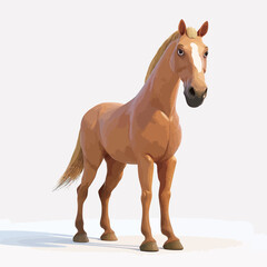 Horse in the studio on a white background. 3d rendering