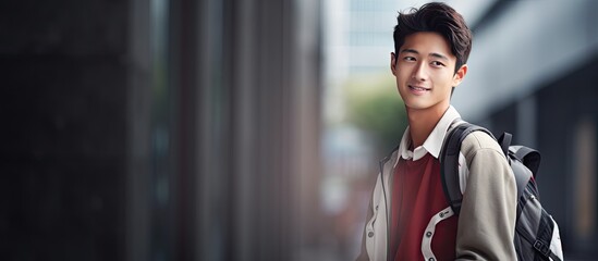 Casual attire copy space image showcasing a male student in junior high school depicting a lifestyle shot