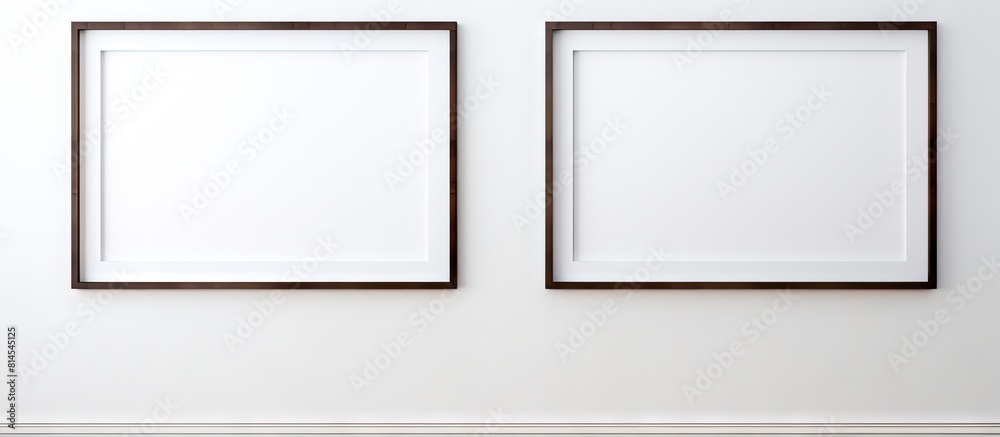 Aufkleber A copy space image of an empty frame is displayed against a white wall background
