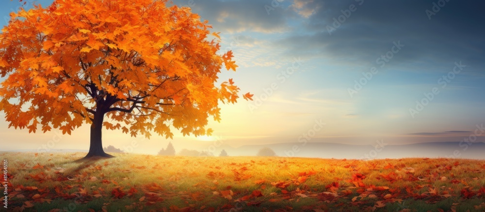 Poster a vibrant copy space image capturing the colorful essence of autumn