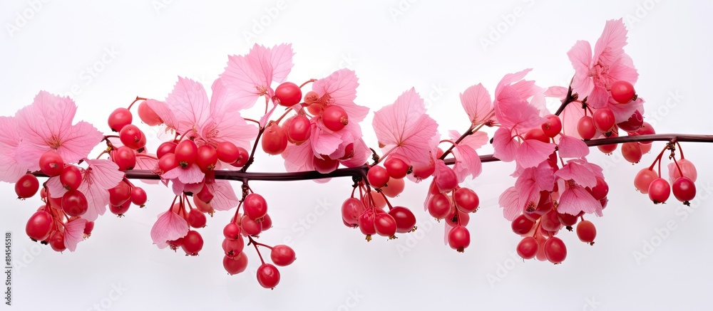 Poster a copy space image of pink maple fruits in spring isolated on a white background perfect for framing