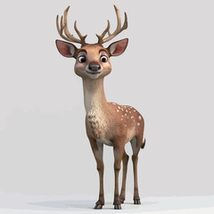 3d rendering of a reindeer character isolated on white background