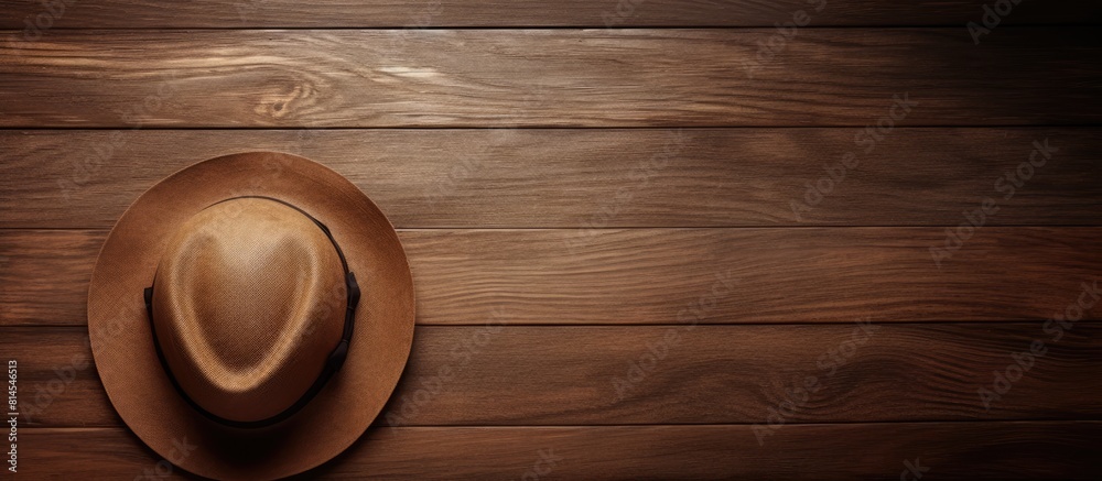 Aufkleber the top view of a hat resting on a wooden surface with a copy space image