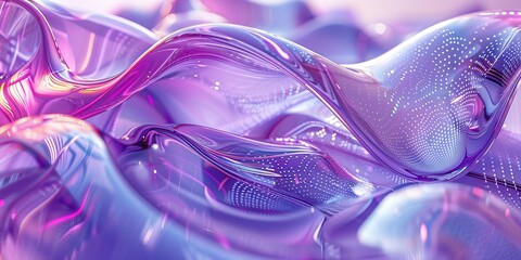 3D Render Of An Abstract Holographic Purple Sculpture