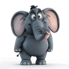 Elephant sitting on the floor and showing thumbs up. 3d illustration