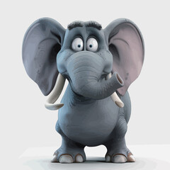 Elephant sitting on the floor and showing thumbs up. 3d illustration