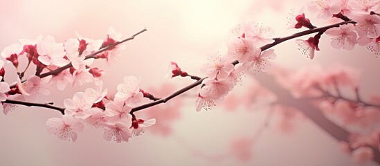 Aesthetic card background with lovely pink sakura blossoms offering a serene and calming atmosphere for copy space images