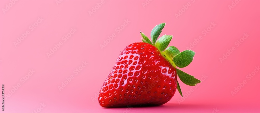 Poster a vibrant and fresh strawberry full of health benefits stands alone against a pink backdrop with emp