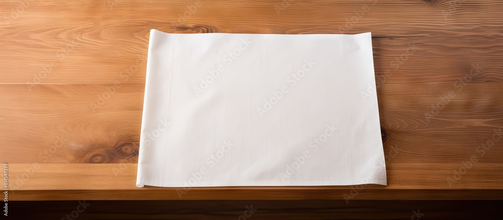 Aufkleber a napkin is placed on a wooden table next to a cutting board copy space image