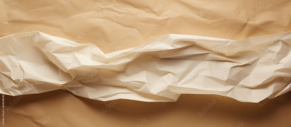 Poster A white sheet of crumpled paper contrasts against a brown paper background providing a clean area for additional content in the image