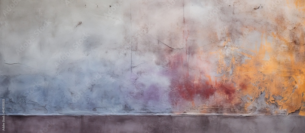 Poster abstract wall surface with gray natural concrete and colored cement plaster artwork decoration ideal