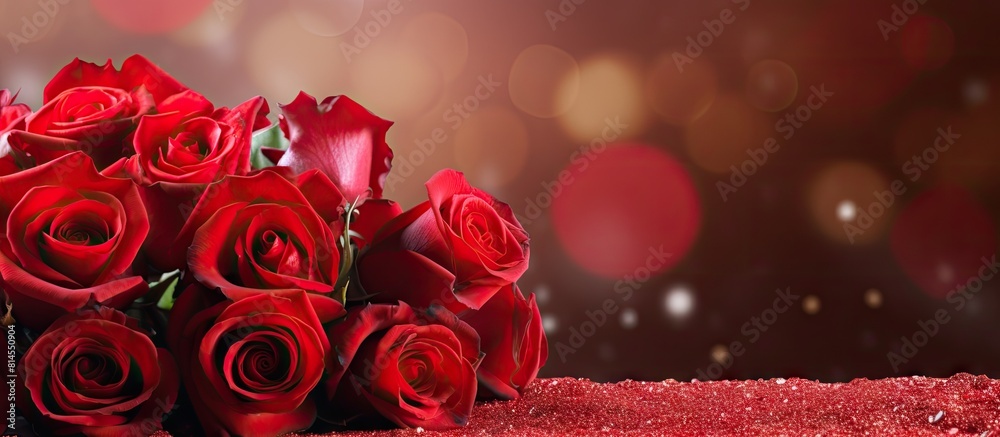 Aufkleber valentine s day themed background with red roses and copy space image