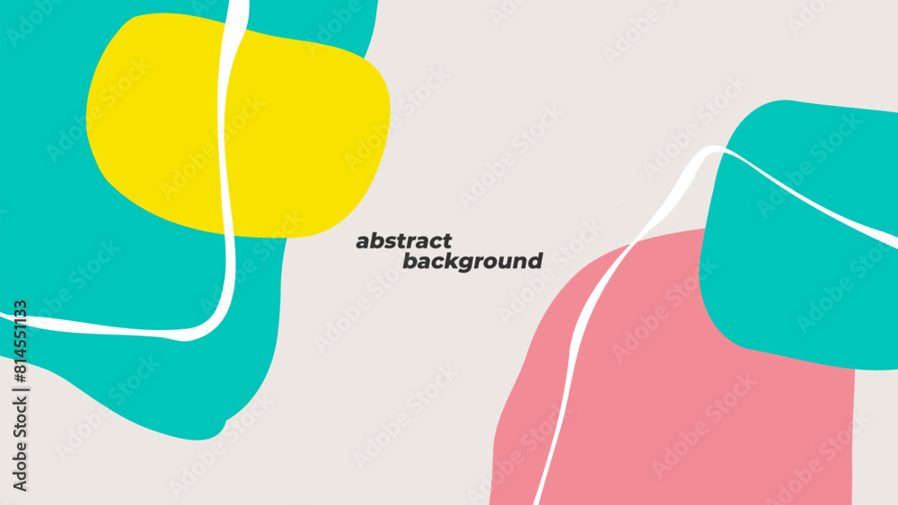 Fototapete abstract background with various hand drawn dynamic shapes and white bent lines for creative graphic