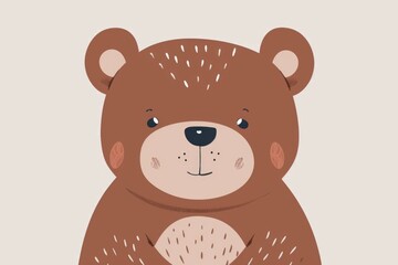 Obraz premium A cute brown bear sitting on a white surface, perfect for children's room decor