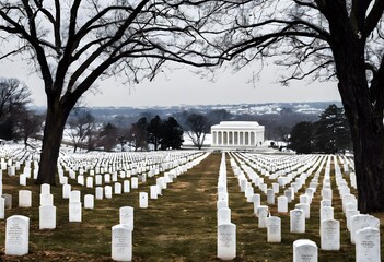 A view of the Arlington Cemetery in Washington DC in the USA