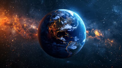 Obraz premium 3D illustration of a satellite view of the world focused 
