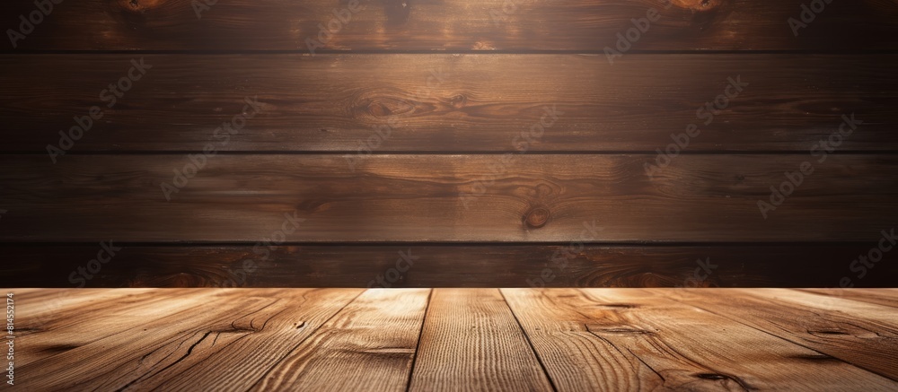 Aufkleber A wooden background showcases a perspective view of an empty light plate with ample copy space for your design