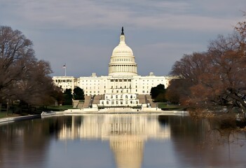 Fototapeta premium A view of the Capital Building in Washington DC