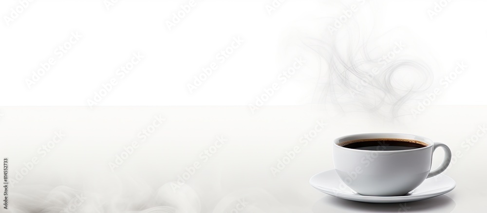 Poster Copy space image of a steaming cup of coffee set against a plain white backdrop