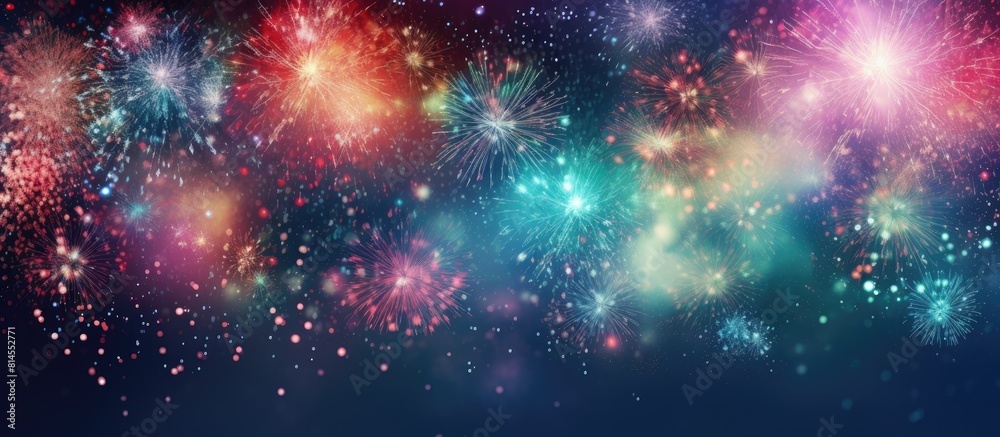 Poster New Year s holiday background with abstract fireworks and available copy space