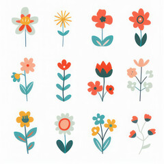 Set includes various flowers with diverse Petal, Symmetry, and Pattern designs