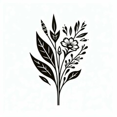 black and white flower leaf, editing, vector