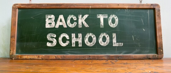 Back to school concept - SCHOOL START education background - Green blackboard chalkboard in the classroom with the text " BACK TO SCHOOL "