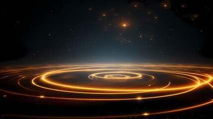 Fototapeta premium Digital technology black gold glowing circle poster PPT background