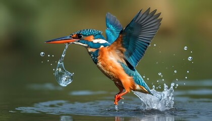 A playful icon of a kingfisher diving into water upscaled_2