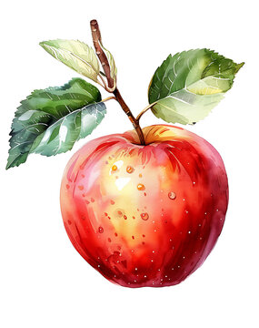 recommend clip art: Transparent PNG available Watercolor apple with branch
