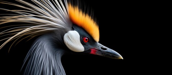 Fototapeta premium Close up image of the head of the Grey crowned crane Balearica regulorum with copy space