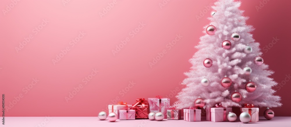 Poster a pink background showcasing christmas inspired decorations providing ample room for additional cont